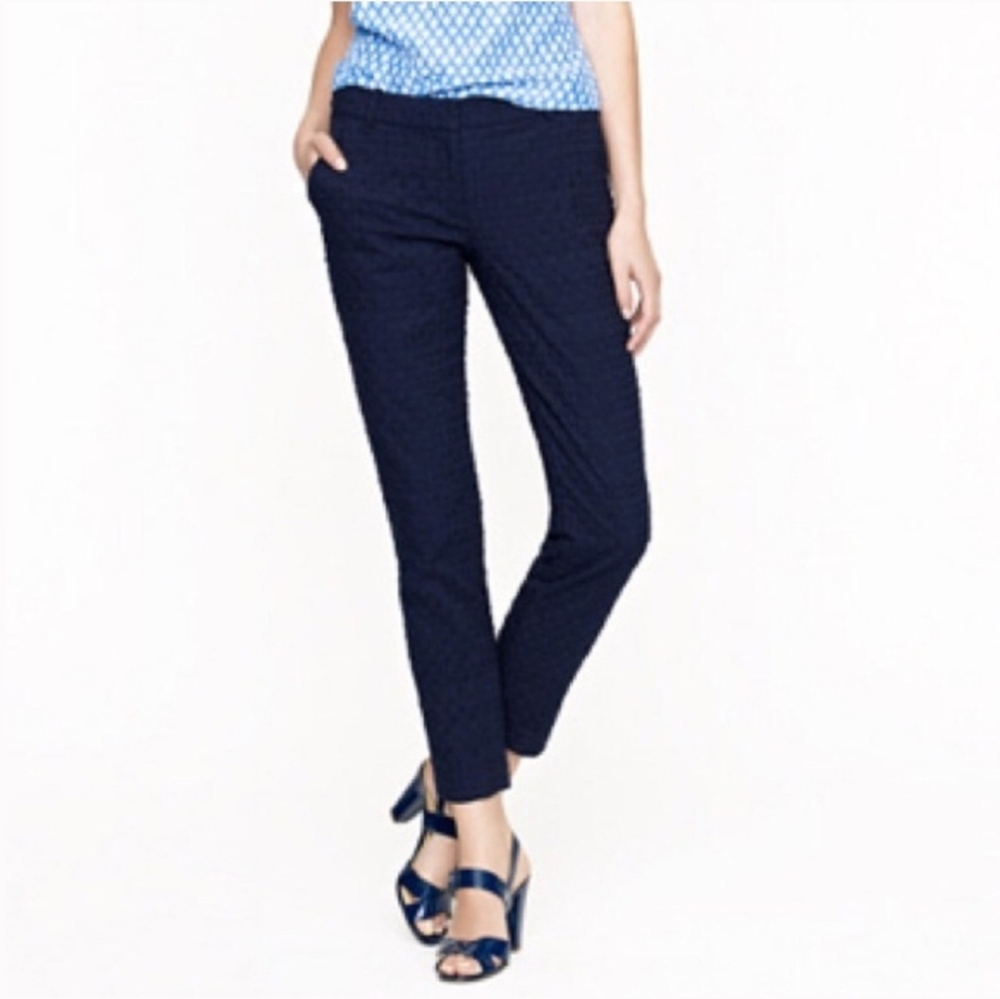 J. Crew Cafe Capri Black Floral Eyelet Dress Pants